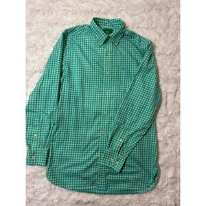 Southern Tide Club Mens Performance Cotton Gingham Button Down Shirt Blue Yellow